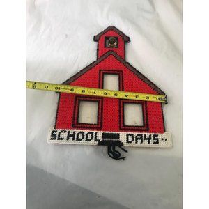 Vintage handmade plastic canvas School days picture frame